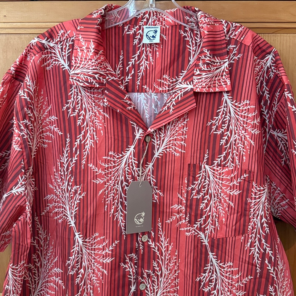 NWT Hardaddy 100% cotton short sleeve button down print shirt, size XXL